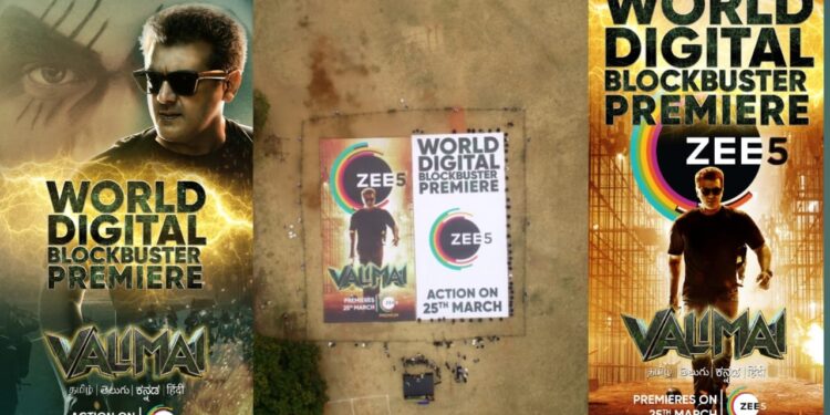 MASSIVE!!!! 10000 sq feet poster launched by Zee5 for Ajith Kumar’s latest Valimai