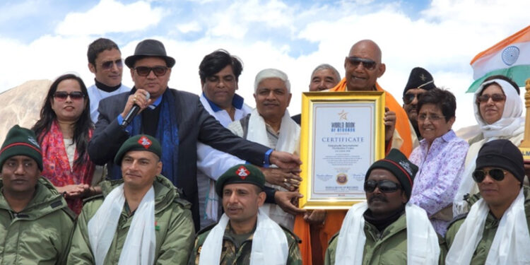 Mass Yoga at Pangong Lake gets included in World Book of Records
