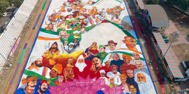 Neemuch’s Grand 84,000 Sq. Ft. Rangoli Achieves Asia World Record Recognition